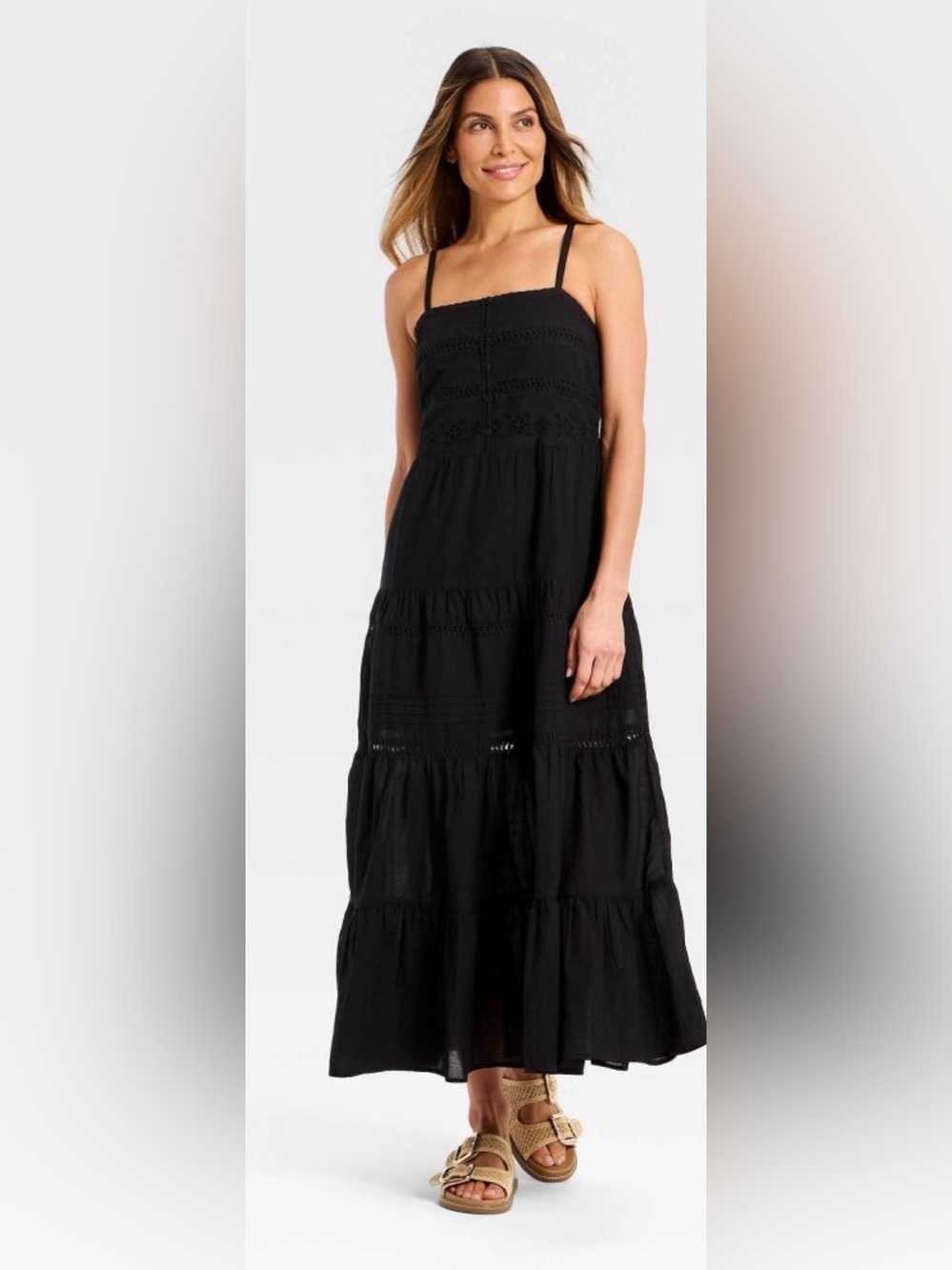 Universal threads Women's Black Tiered Maxi Dress XS